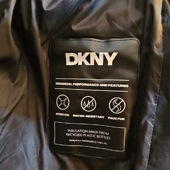 DKNY Black Quilted Hooded Puffer Coat - Picture 11 of 14